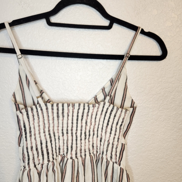 Japna S Cream W/Red Striped Cutout & Tie Front Maxi Dress Summer Dress - Picture 12 of 13